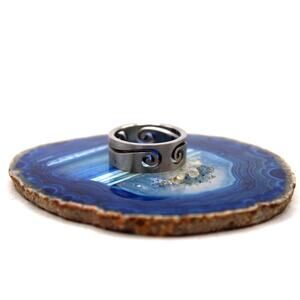 NOS Y2K Stainless Steel Cut Swirl Ring